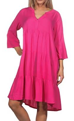 Sublevel Damen Viskose Mini Kleid LSL-413 Tunika Dark Pink M von Sublevel