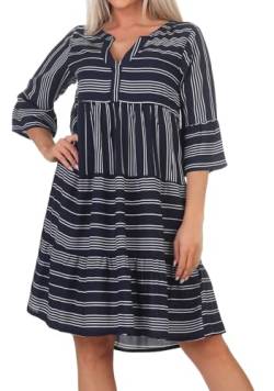 Sublevel Damen Viskose Mini Kleid LSL-413 Tunika mit Streifen Navy-White S von Sublevel