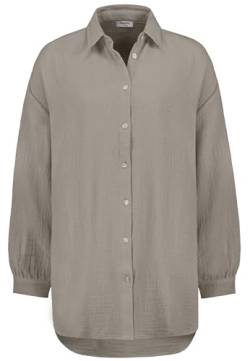 Sublevel Langarm Musselin Bluse mit Kentkragen - Damen Muselin Oversize Bluse, Baumwolle, Knopfleiste in verschienden Farben Grey M/L von Sublevel