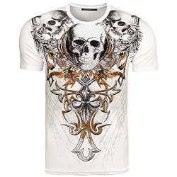 Subliminal Mode - Herren-T-Shirt Totenkopf mit Strass BX100, 142 weiß, S von Subliminal Mode