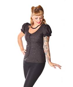 SugarShock Damen V-Ausschnitt Bluse Mary-Kate embroidet, Größe:XL, Farbe:Schwarz von SugarShock