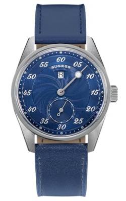 Sugess Seagull ST17, Jump Hour, Dunkelblau, 38 mm, Kuppel, Automatik, 2 Riemen, 1963, blau, Armband von Sugess