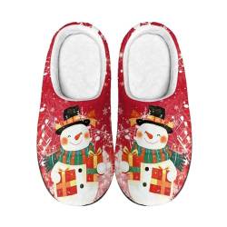 Suhoaziia Damen Indoor Winter Home Hausschuhe Herren Warme Hausschuhe Anti-Rutsch-Sandalen Leichte Frottee Hausschuhe, Weihnachts-Schneemann-Geschenk, 6/6.5 UK Men/ 8/9 UK Women von Suhoaziia