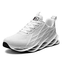 Herren Laufschuhe Leichte Sportschuhe Atmungsaktiv Turnschuhe Joggingschuhe Schnürer Straßenlaufschuhe Running Sneakers Jogging Cycling Fitness Gym white40 von Sumateng