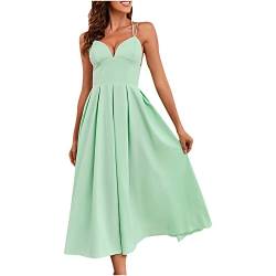 Sommerkleid Damen Elegant Einfarbig Kleid Festlich Damen Kleider Für Hochzeitsgäste Damen Elegant Frauen Midi Kleider Damen Party Dress for Women Bridal Shower Dress 2024 Summer Dresses von Sumuqi