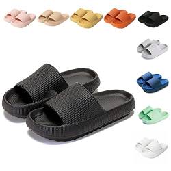 Sumvov Cozyslides Original Damen Schlappen 100% EVA Super Weich Rutschfest Badeschuhe Cozislides Original Hausschuhe Damen Herren,Schwarz,38/39 EU von Sumvov