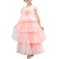 Mädchen Kleid Blume Rosa Kuchen Rock Perle Diamant Herz Mieder Rückenfrei Gr. 116 von Sunny Fashion
