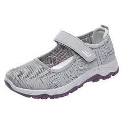 Walkingschuhe Damen mit Dämpfung Orthopädische Schuhe Sommer Leicht Sommerschuhe Bequem Weite H Krankenschwester Schuhe Atmungsaktives Vermascht Wanderschuhe Memory Schaum Sneaker (E01-Grey, 41) von Sunnyuk