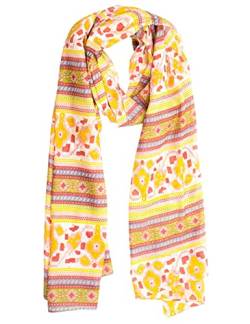 Sunsa Damen Schal, Halstuch Baumwolltuch für Frühlings/Sommer, Stola Tuch mit Blumen Design, Accessoires for Women, Scarf Tücher und Schals als Geschenk für Frauen/Freundin (gelb/rot) von Sunsa