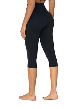 Sunzel Sunzfly Capri Leggings Damen, 3/4 Sporthose High Waist Leggins für Gym Yoga,17" Schwarz, Groß von Sunzel