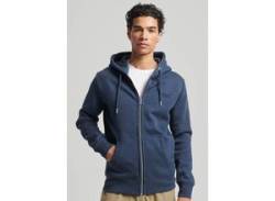 Kapuzensweatjacke SUPERDRY "ESSENTIAL LOGO ZIP HOODIE" Gr. L, blau (vintage navy marl) Herren Sweatjacken von Superdry