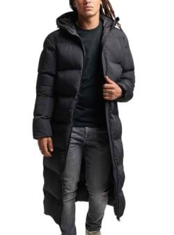 Superdry Herren Extra Langer Steppmantel Schwarz S von Superdry