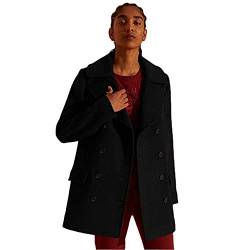 Superdry Womens Wool PEA Coat Jacket, Black, XXS (Herstellergröße:6) von Superdry