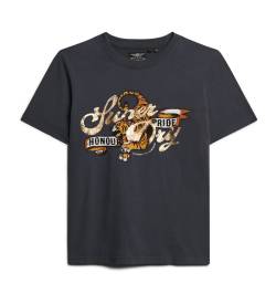 Superdry für Damen. W1011521A Tattoo Script Entspanntes T-shirt blau (L), Lässig, Baumwolle, Kurzarm, Marine von Superdry