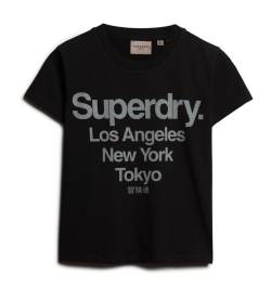 Superdry für Damen. W1011534A Passform-T-Shirt City schwarz (S), Lässig, Baumwolle von Superdry