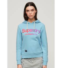 Superdry für Damen. W2012084A Regenbogenblaues Kapuzensweatshirt in Tonalität (M), Lässig, Baumwolle, Langarm von Superdry