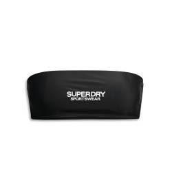 Superdry für Damen. W3010388A Bandeau-Bikinioberteil mit Logo schwarz (XL), Strandbekleidung, Recyceltes Polyester, Nachhaltig von Superdry