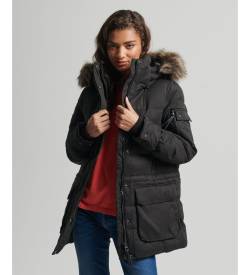 Superdry für Damen. W5011048A Expedition Mikrofaser Parka schwarz (XS), Lässig, Polyester von Superdry