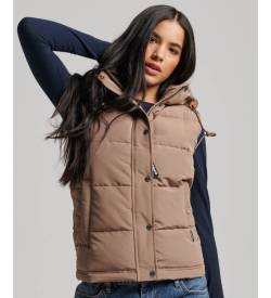 Superdry für Damen. W5011552A Steppweste mit Kapuze Everest braun (XXS), Lässig, Polyester von Superdry