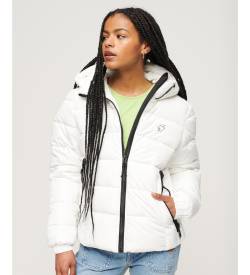 Superdry für Damen. W5011630A Spirit Sports Steppjacke mit Kapuze weiß (XS), Lässig, Recyceltes Polyester, Nachhaltig von Superdry