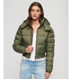 Superdry für Damen. W5011682A Kurze Kapuzenjacke Fuji grün (S), Lässig, Nylon von Superdry