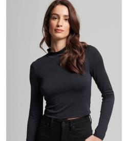 Superdry für Damen. W6011737A Langarm-T-Shirt mit offenem Rücken schwarz (S), Lässig, Modal von Superdry