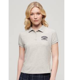 Superdry für Damen. W6011869A Polohemd mit schmaler Passform 90s grau (XL), Lässig, Baumwolle, Kurzarm von Superdry