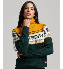 Superdry für Damen. W6110528A Aspen Ski Strickpullover grün (XL), Lässig, Baumwolle von Superdry