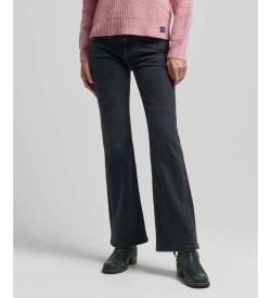 Superdry für Damen. W7010797A Skinny-Jeans mit ausgestelltem Mittelteil schwarz (29/30), Lässig, Denim, Bio-Baumwolle, Nachhaltig von Superdry