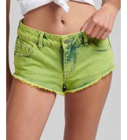 Superdry für Damen. W7110382A Heiße grüne Shorts mit Wascheffekt (32), Lässig, Baumwolle, Denim von Superdry