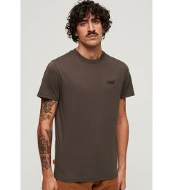 Superdry für Herren. M1011927A T-Shirt mit braunem gesticktem Essential-Logo (XL), Lässig, Baumwolle, Kurzarm von Superdry