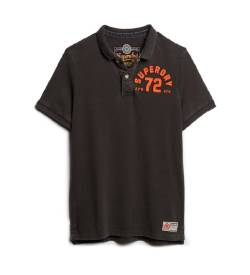 Superdry für Herren. M1110396A Vintage Athletic Poloshirt schwarz (L), Lässig, Baumwolle, Kurzarm von Superdry