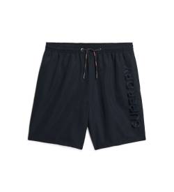 Superdry für Herren. M3010227A Premium marineblau bestickter Badeanzug (M), Strandbekleidung, Nachhaltig, Recyceltes Polyester von Superdry