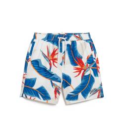 Superdry für Herren. M3010232A Recycelter Hawaii Print Badeanzug weiß (XXL), Strandbekleidung, Nachhaltig, Recyceltes Polyester von Superdry