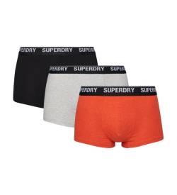Superdry für Herren. M3110348A 3er-Pack Boxershorts aus Bio-Baumwolle grau, orange, schwarz (XL), Heimtextilien, Nachhaltig von Superdry
