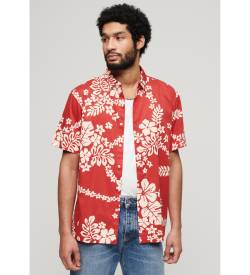 Superdry für Herren. M4010353A Hawaii-Hemd rot (S), Lässig, Baumwolle, Kurzarm von Superdry