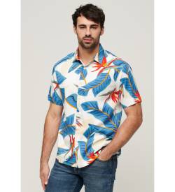 Superdry für Herren. M4010353A Hawaii-Hemd weiß (L), Lässig, Modal, Kurzarm von Superdry