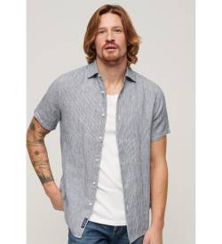 Superdry für Herren. M4010608A Studios Leinen Freizeithemd blau (S), Lässig, Kurzarm, Marine von Superdry