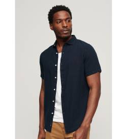 Superdry für Herren. M4010608A Studios navy Leinen Freizeithemd (S), Lässig, Kurzarm, Marine von Superdry