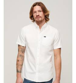 Superdry für Herren. M4010623A Kurzarm-Oxford-Hemd weiß (L), Lässig, Baumwolle von Superdry