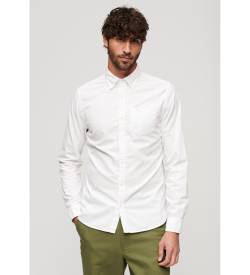 Superdry für Herren. M4010653A Oxford-Hemd weiß (M), Lässig, Party, Klassisch, Langarm, Bio-Baumwolle, Nachhaltig von Superdry