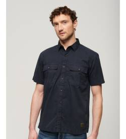 Superdry für Herren. M4010791A Kurzärmeliges marineblaues Militärhemd (XXL), Lässig, Baumwolle, Kurzarm von Superdry