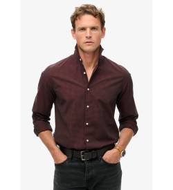 Superdry für Herren. M4010860A Burgunderfarbenes langärmeliges Freizeithemd (L), Lässig, Baumwolle, Langarm, Bordeaux von Superdry