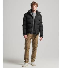 Superdry für Herren. M5011743A Everest Steppjacke mit Kapuze Schwarz (L), Lässig, Polyester, Langarm von Superdry