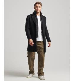 Superdry für Herren. M5011790A Wollmantel 2 in 1 Town schwarz (L), Lässig, Wolle von Superdry