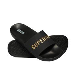Superdry für Herren. MF310255A Vegane Flip Flops mit schwarzem Logo (46/47), Wohnung, Keine, Strandbekleidung von Superdry