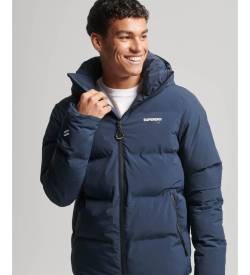 Superdry für Herren. MS311478A Quadratisch geschnittene Steppjacke mit marineblauer Kapuze (XXL), Lässig, Recyceltes Polyester, Nachhaltig von Superdry