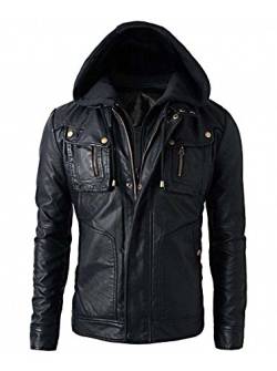 Herren Lederjacke mit Kapuze, Cape, SLG-132, Schwarz, SLG-132 S von Superior Leather Garments