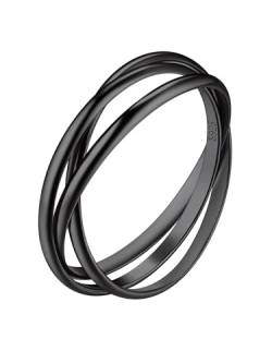 Suplight 925 Silber Damen Wickelring Schwarz 3 ineinander verschlungene Ringe Design Fingerring schlicht Ehering Memoirering Ring Größe 67 von Suplight