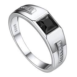 Suplight Herren Ring in 925 Sterling Silber Quadrat Schliff schwarz Cubic Zirkonia Ring Bandring Spannrings 14K Weißgold Solitärring Verlobungsring Eternityringe Silberschmuck 54 von Suplight